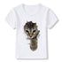 Camiseta infantil casual com estampa 3D de gato de manga curta - O Retalho