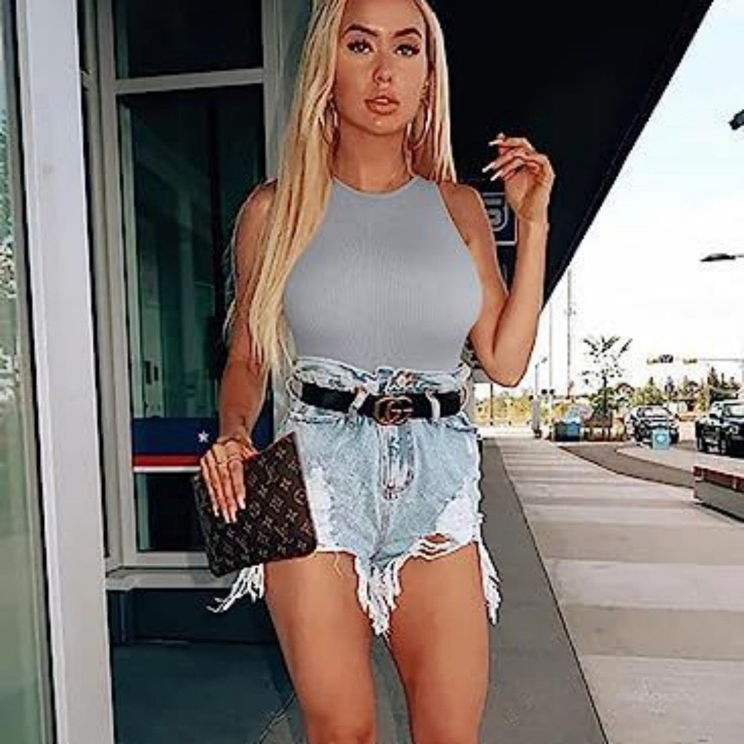 Bodysuit de listra sem mangas - O Retalho