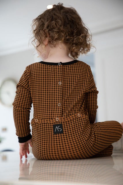 Kids Gingham Robe Pajamas Romper - O Retalho