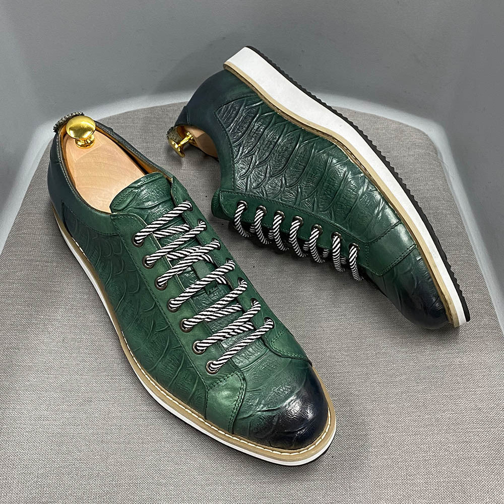 Sapatos artesanais em relevo com padrão de moda para homens - O Retalho