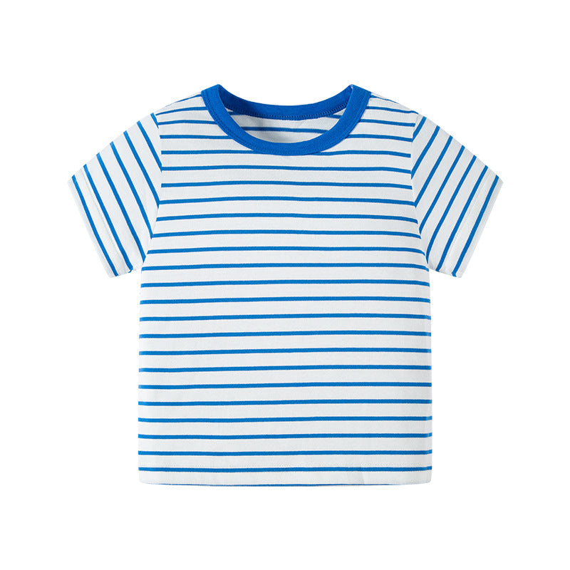 Camiseta listrada de manga curta casuais para menino - O Retalho
