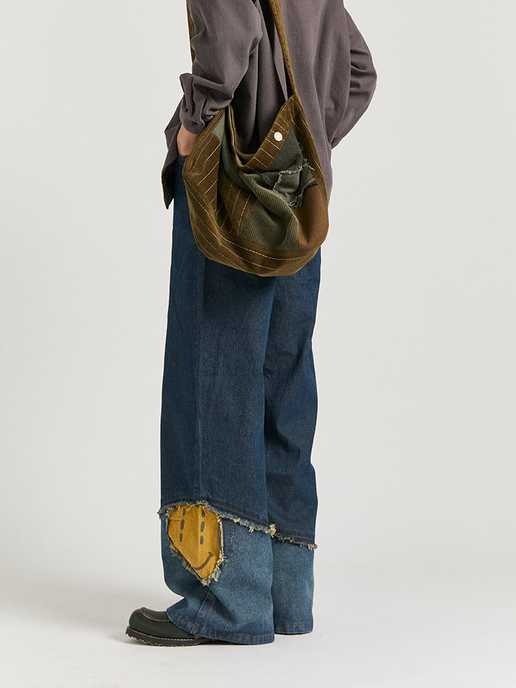 Calça Jeans Vintage Niche Patchwork - Estilo Retro para Homens - O Retalho