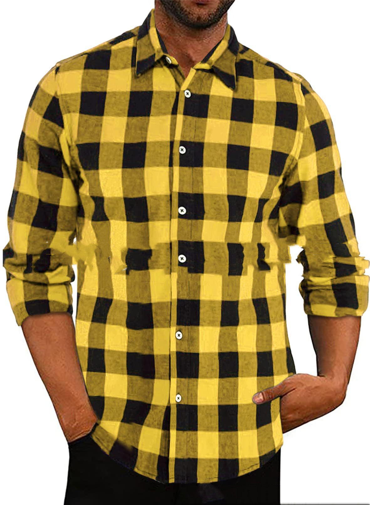 Camisa xadrez de lapela masculina - O Retalho