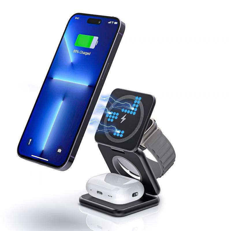 Carregador Sem Fio 3 em 1 para Telefone Dobrável