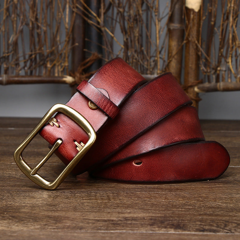 Cinto masculino de couro vintage envelhecido - O Retalho