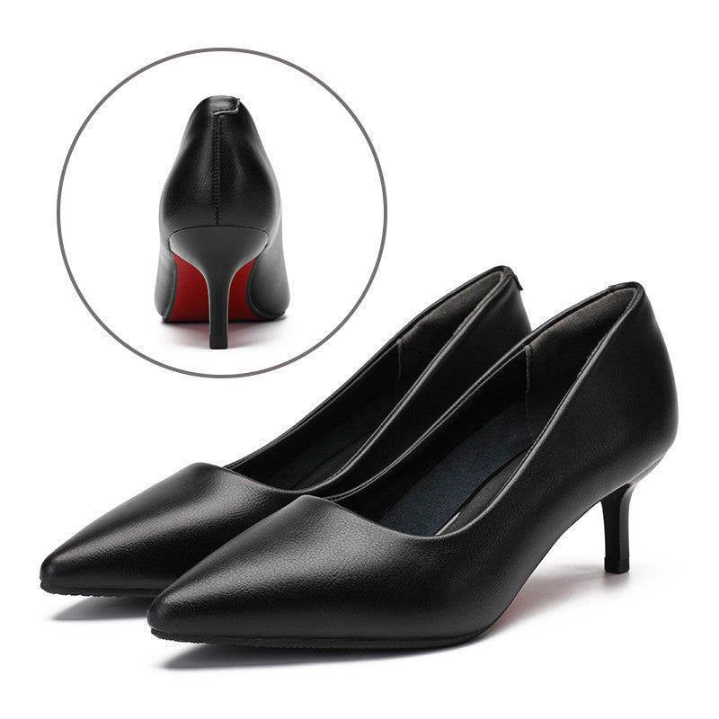 Sapatos de Trabalho de Couro Feminino Preto - O Retalho