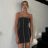 Ripped Wool Tops Denim Tube Top Wrapped Chest Sheath Dress - O Retalho