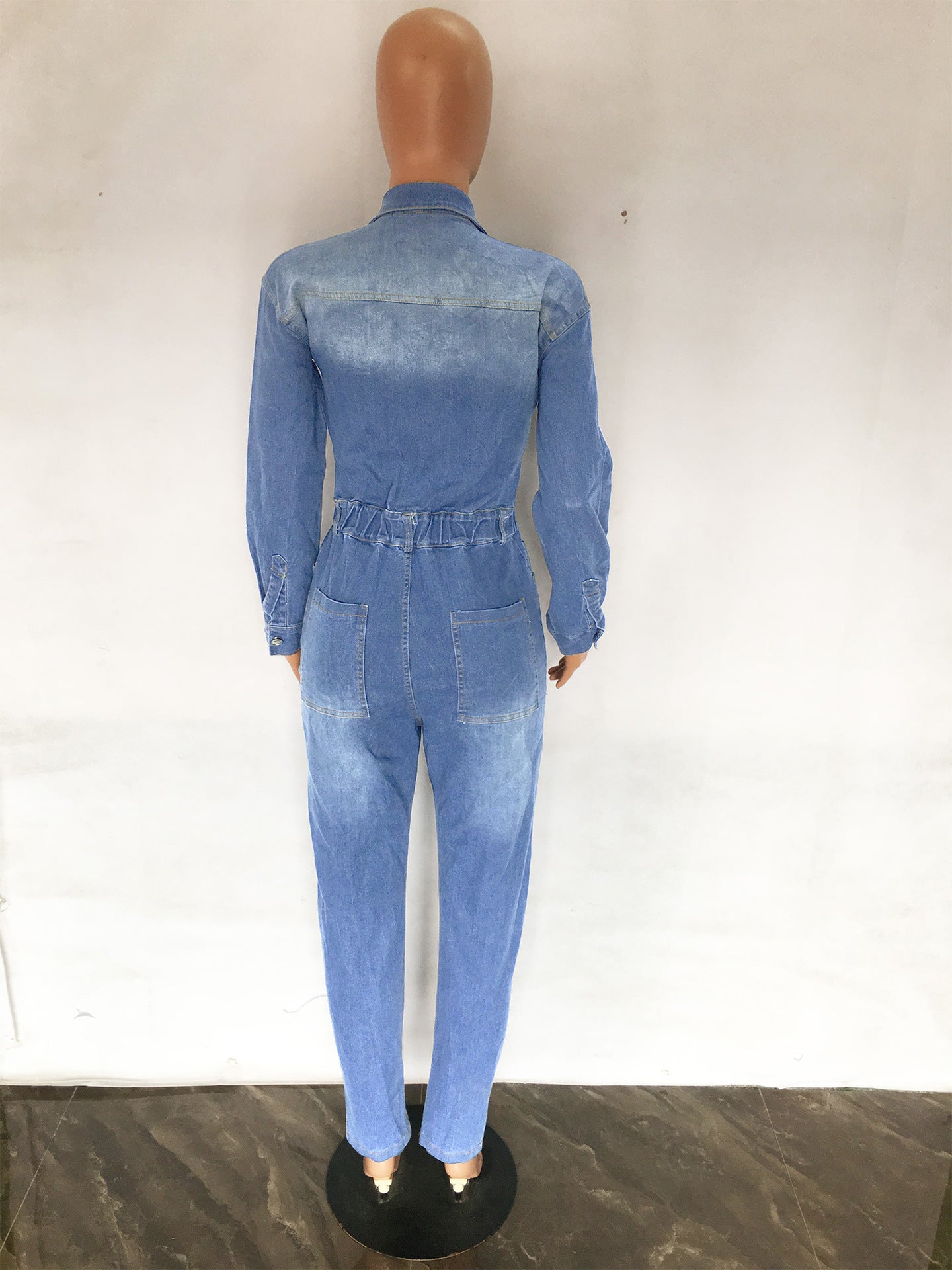 Macacão Jeans Slim Fit com Elástico - O Retalho