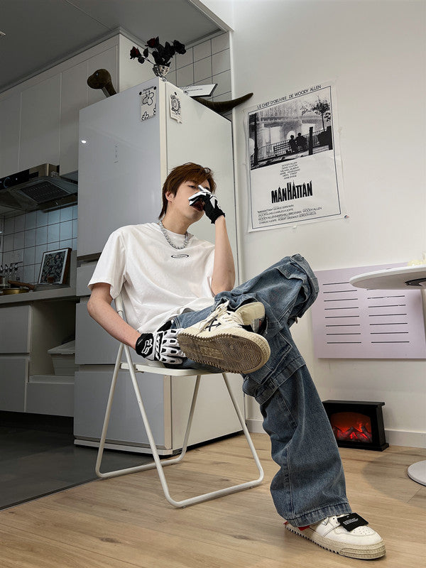 Jeans com franjas estilo hip hop para homens - O Retalho