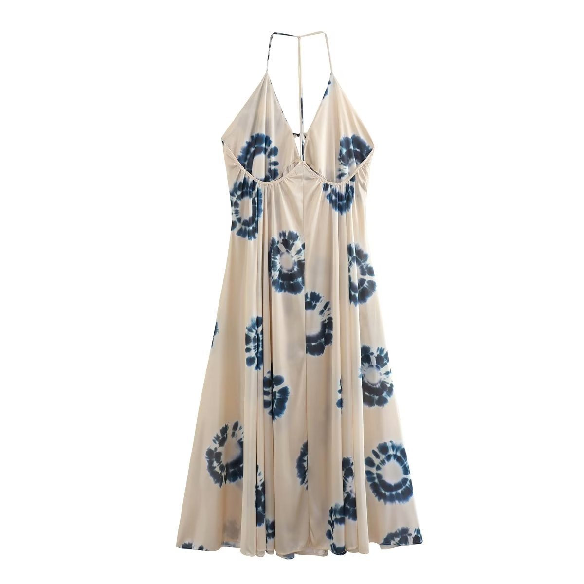 Vestido com Estampa de flores azuis - O Retalho