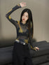 Women's Spaghetti-strap Floral Print Mesh Bottoming Shirt - O Retalho