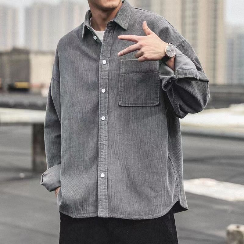 Camisa veluda solta da moda masculina - O Retalho