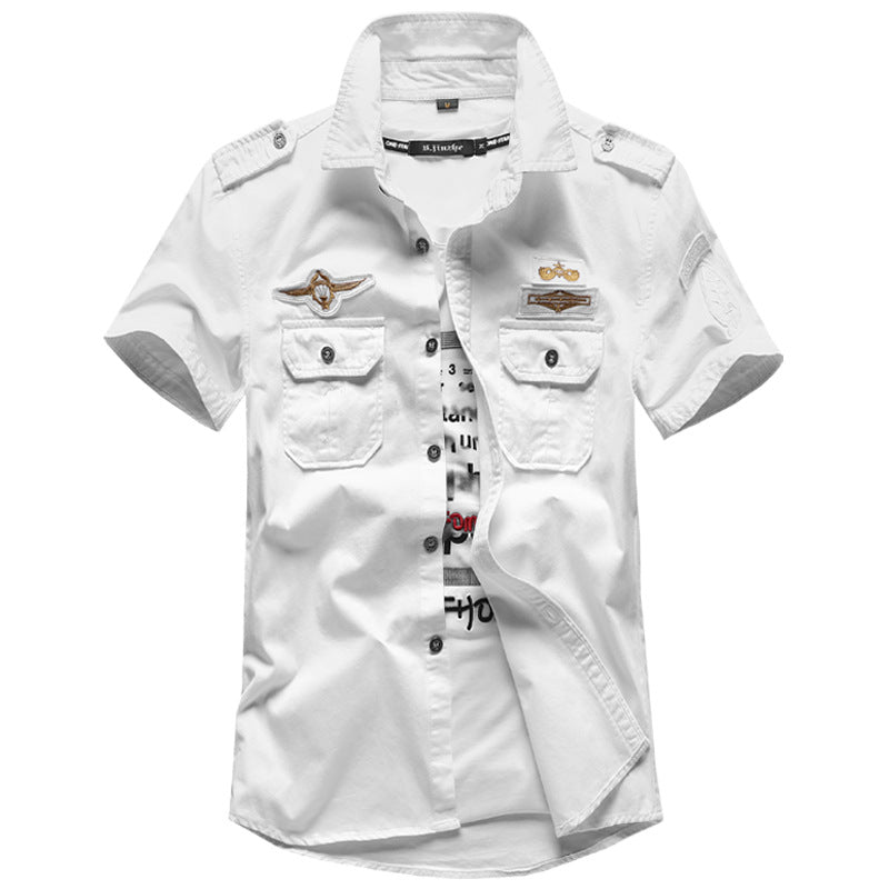 Camisa exterior de uniforme militar de manga curta de verão - O Retalho