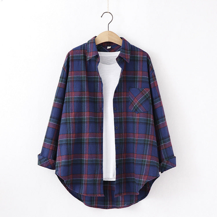 Camisa Xadrez Casual Tops Blusas - O Retalho