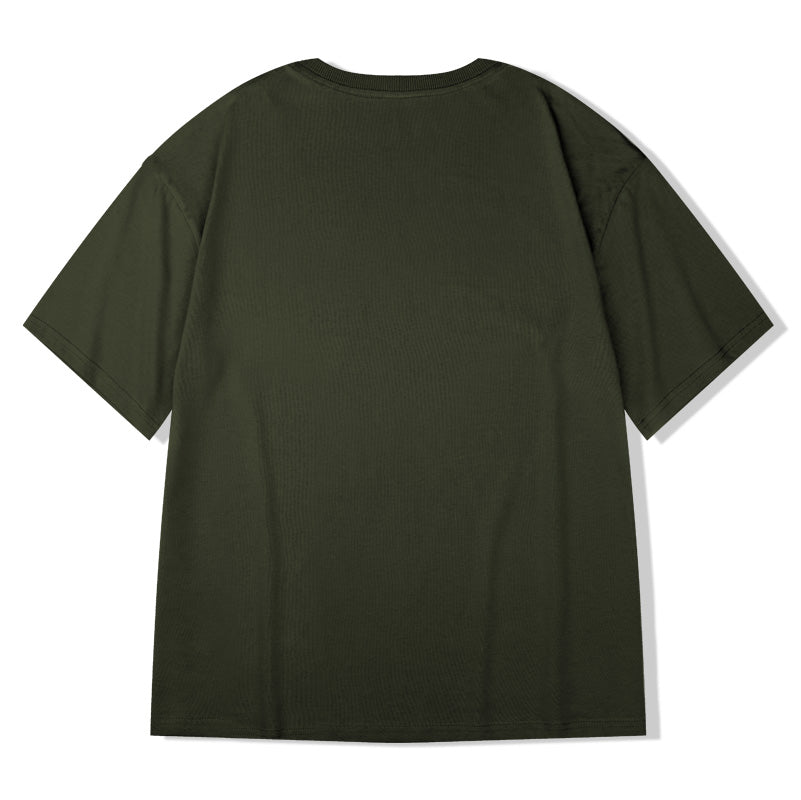 T-shirt de Algodão Manga solta curta de cor sólida - O Retalho