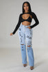 Calças Jeans com estampa de Cintura Alta Feminino - O Retalho