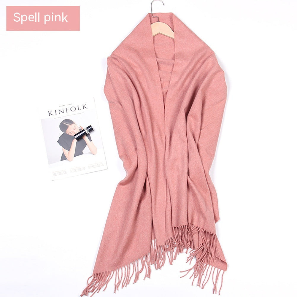 Women's Solid Color Lambswool Fringe Bib - O Retalho