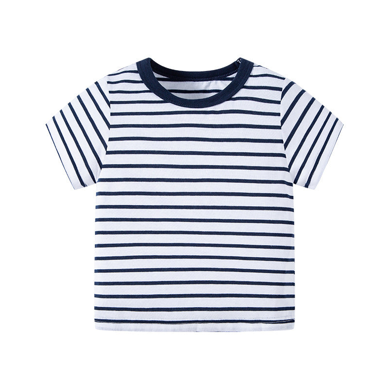 Camiseta listrada de manga curta casuais para menino - O Retalho