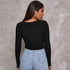Long Sleeved Crop Cardigan Top Sexy Button Knit T-shirt - O Retalho