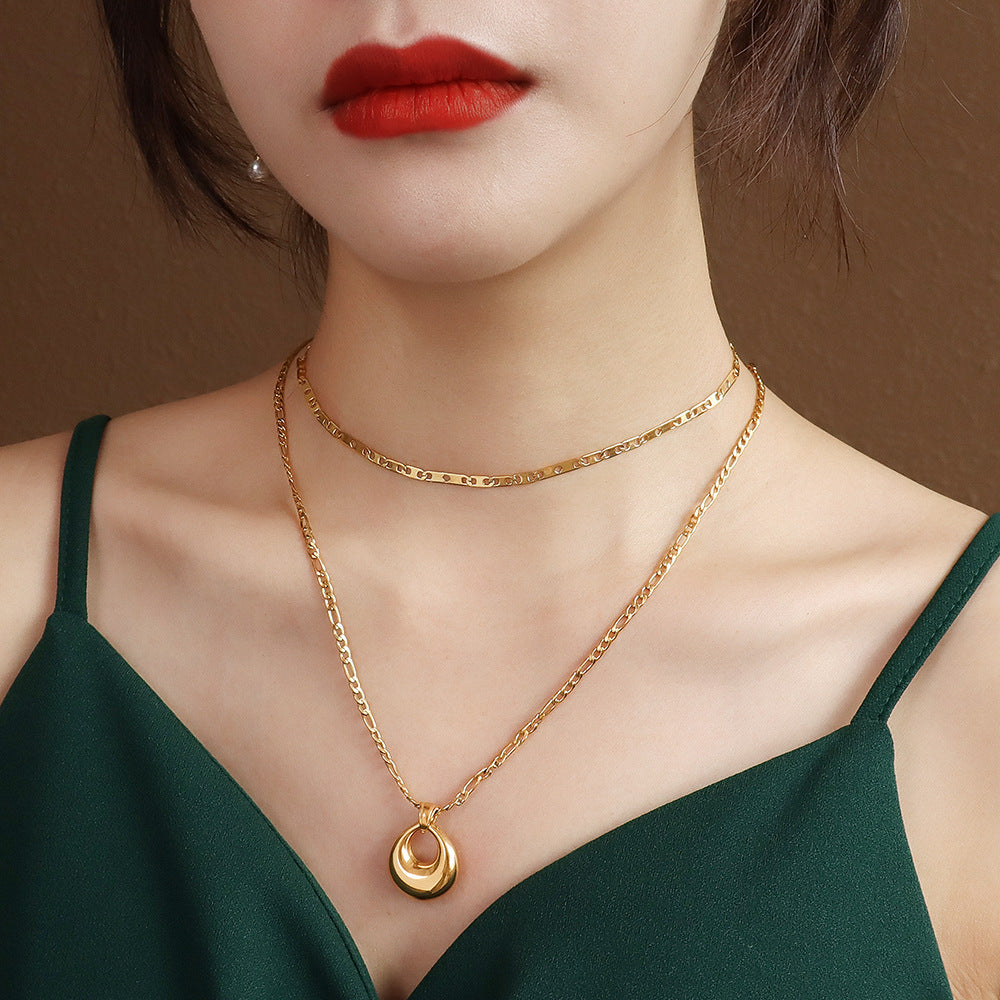 Colar Pingente Oval Oco Para Mulheres - O Retalho
