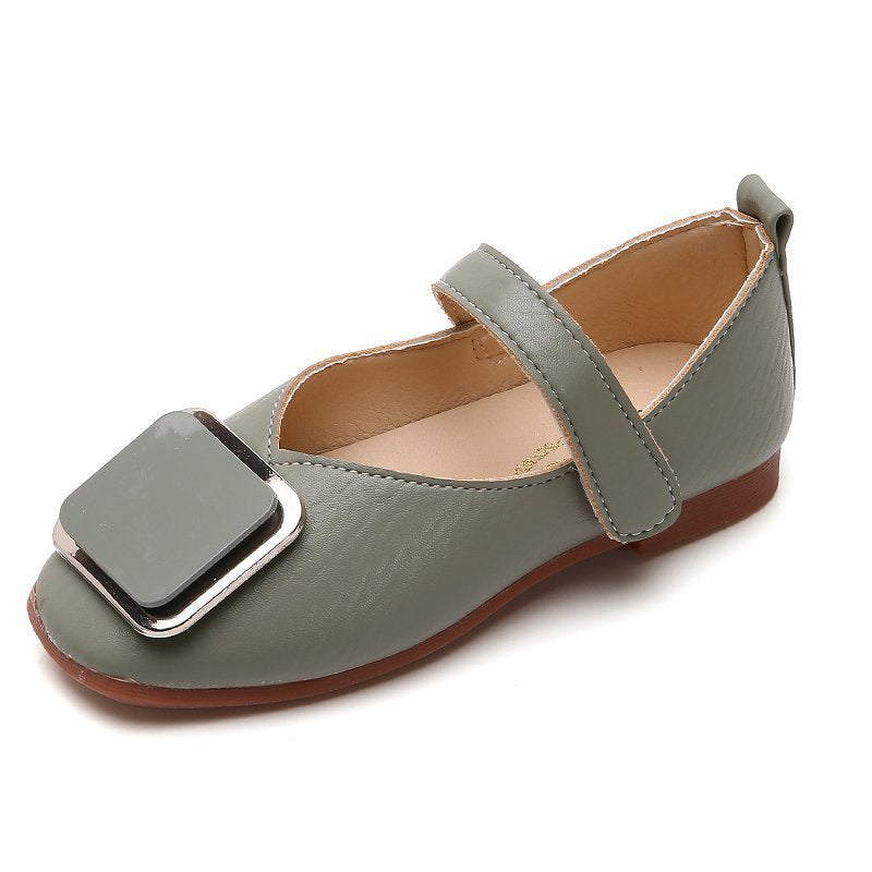 Sapatos pequenos de couro retrô com sola macia para meninas - O Retalho