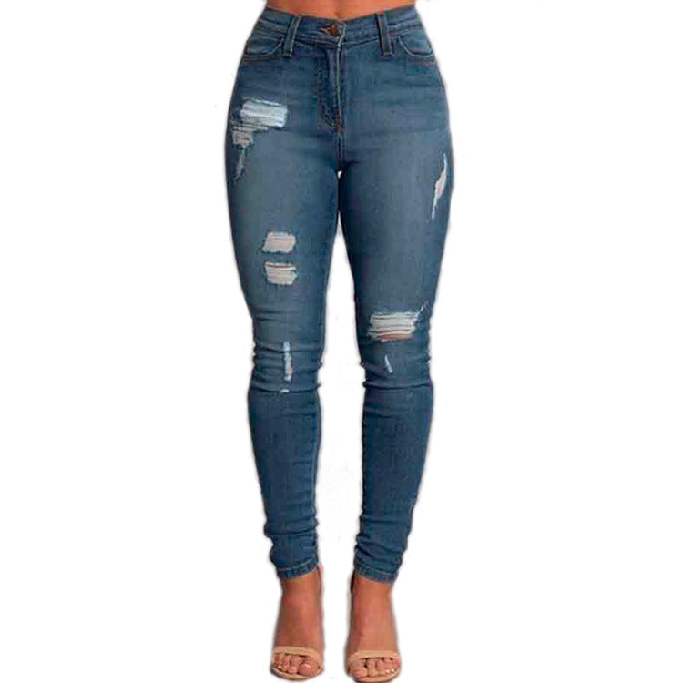 Calças jeans femininas com tornozelo ajustado, modelagem slim e cintura que realça os quadris, Calças femininas - O Retalho