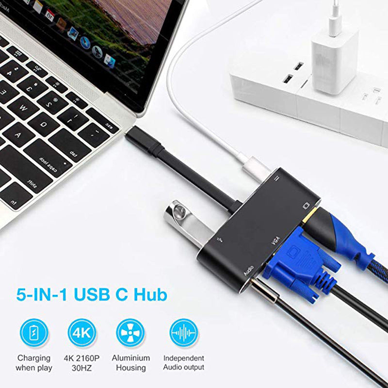 Conversor de display (Tela) duplo HD Type-c para HDMI VGA 5 em 1 - O Retalho