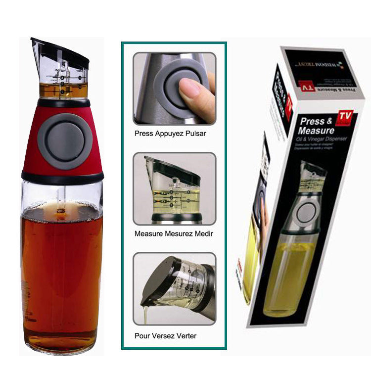 Garrafa de Vidro Medidora de 500ml - Garrafa de Óleo e Molho de Soja para Utensílios de Cozinha - O Retalho