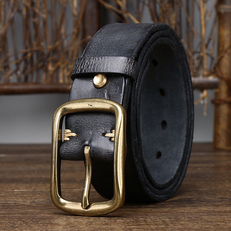 Cinto masculino de couro vintage envelhecido - O Retalho
