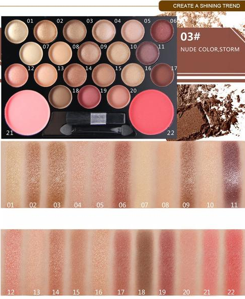 Paleta de Sombras de Olhos com 22 Cores e Brilhos - O Retalho