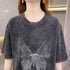 Pure Cotton Heel Wrapped Collar Washed Distressed Short-sleeved Top - O Retalho