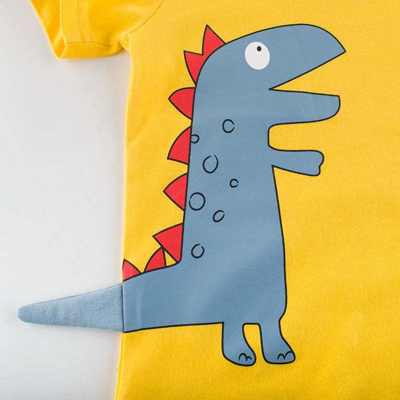 Camiseta infantil com desenho animado de dinossauro - O Retalho