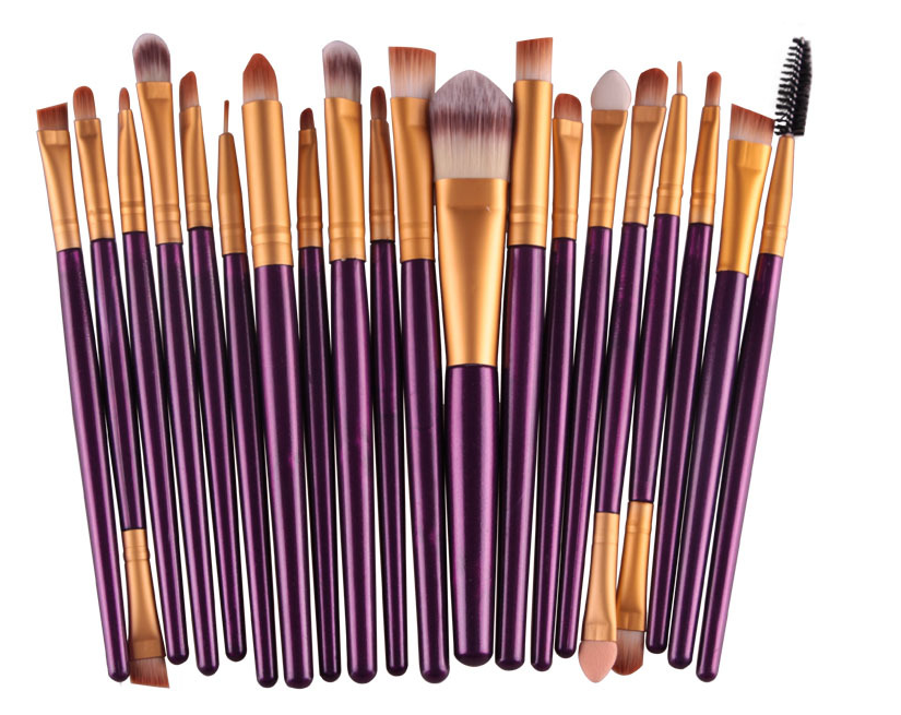 Conjunto de pincéis de maquiagem: pincel para pó solto, pincel de blush e pincel de sombra. - O Retalho