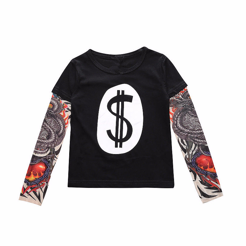 Tattoo long sleeve stitching top - O Retalho