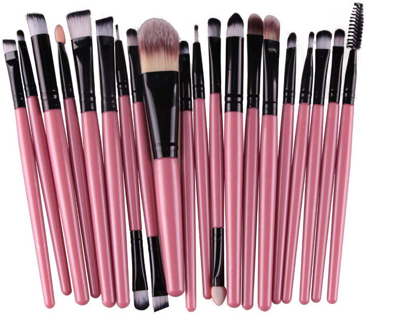 Conjunto de pincéis de maquiagem: pincel para pó solto, pincel de blush e pincel de sombra. - O Retalho
