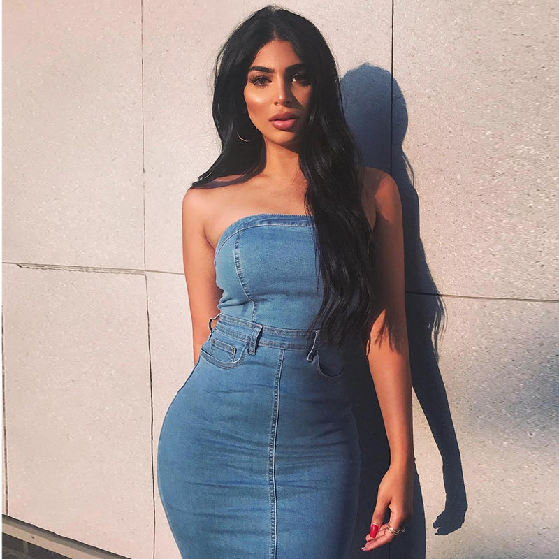Tube top denim skirt - O Retalho