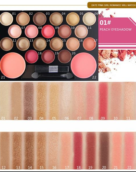 Paleta de Sombras de Olhos com 22 Cores e Brilhos - O Retalho