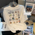 White Cartoon Print Short Sleeve Loose All-match - O Retalho