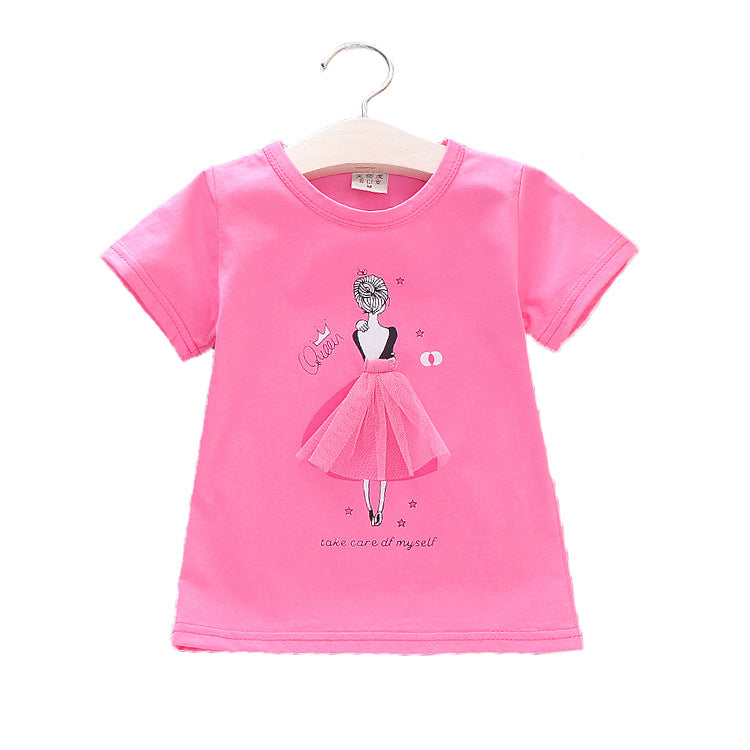 camiseta de algodão para meninas com desenhos animados - O Retalho