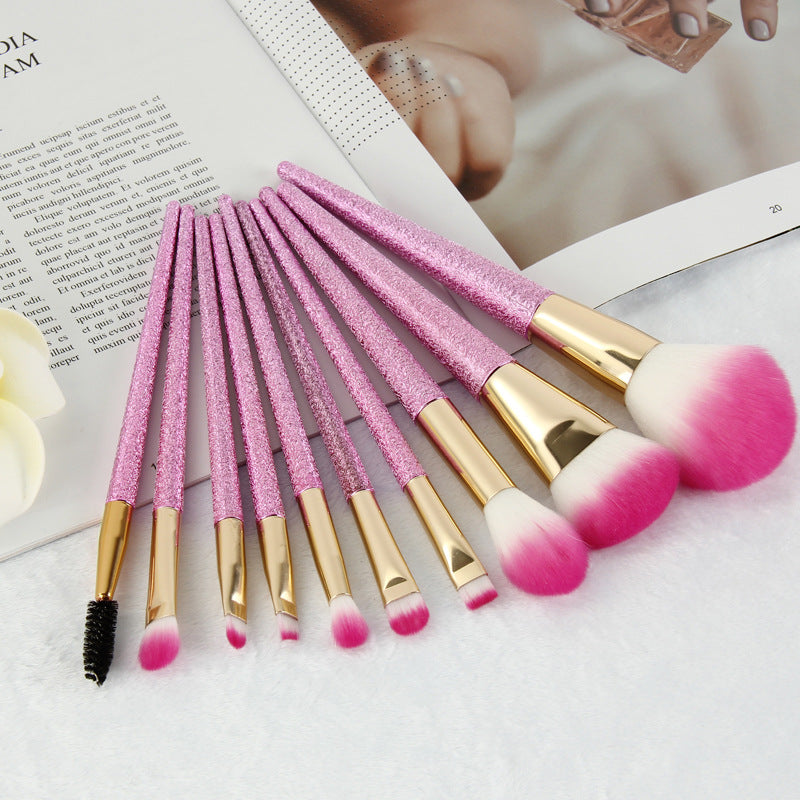 Conjunto de 10 Pincéis de Maquiagem 3D Rosa - O Retalho
