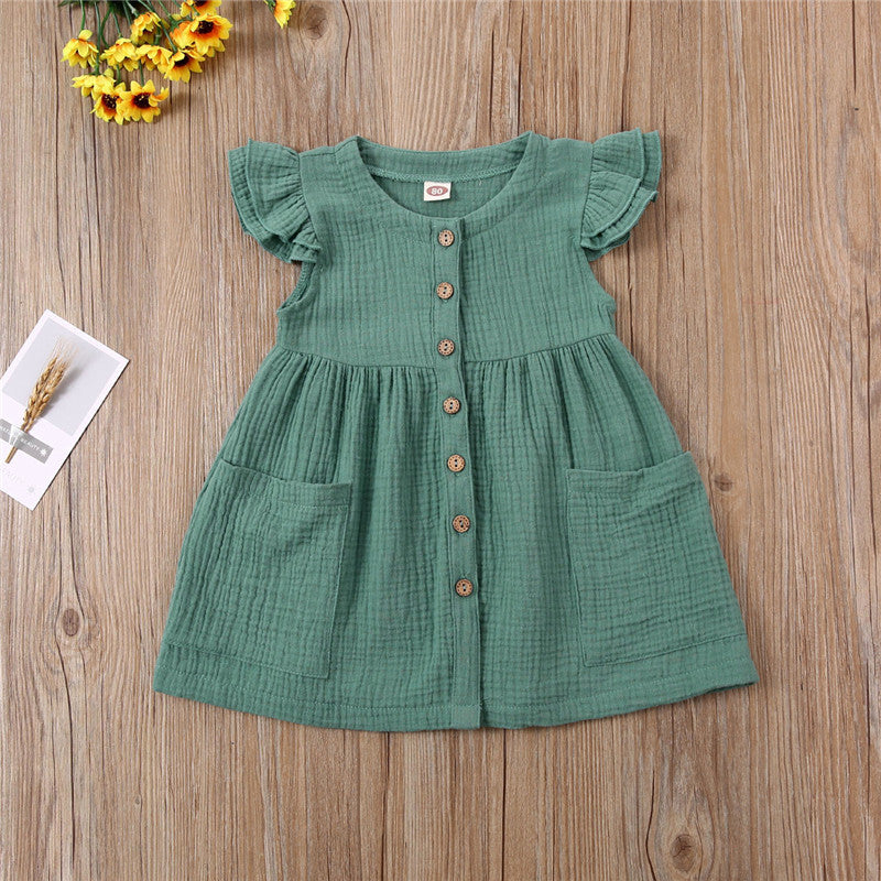 Vestido de manga curta de algodão para meninas - O Retalho