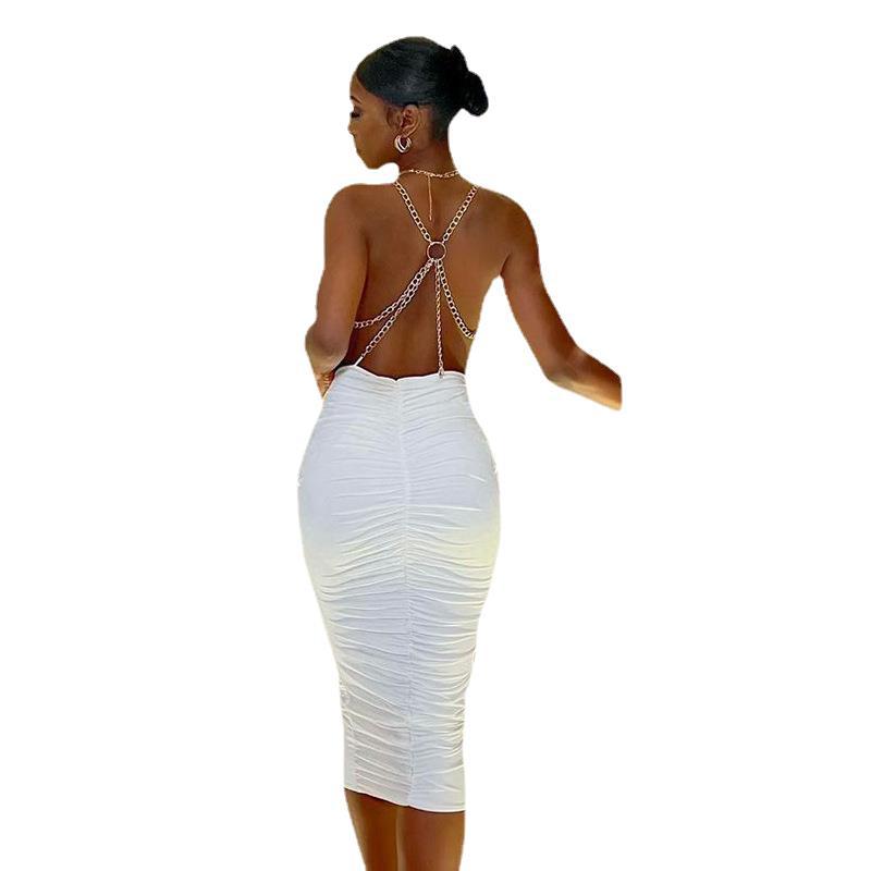 Vestido Sólido Casual com Costas Abertas - O Retalho
