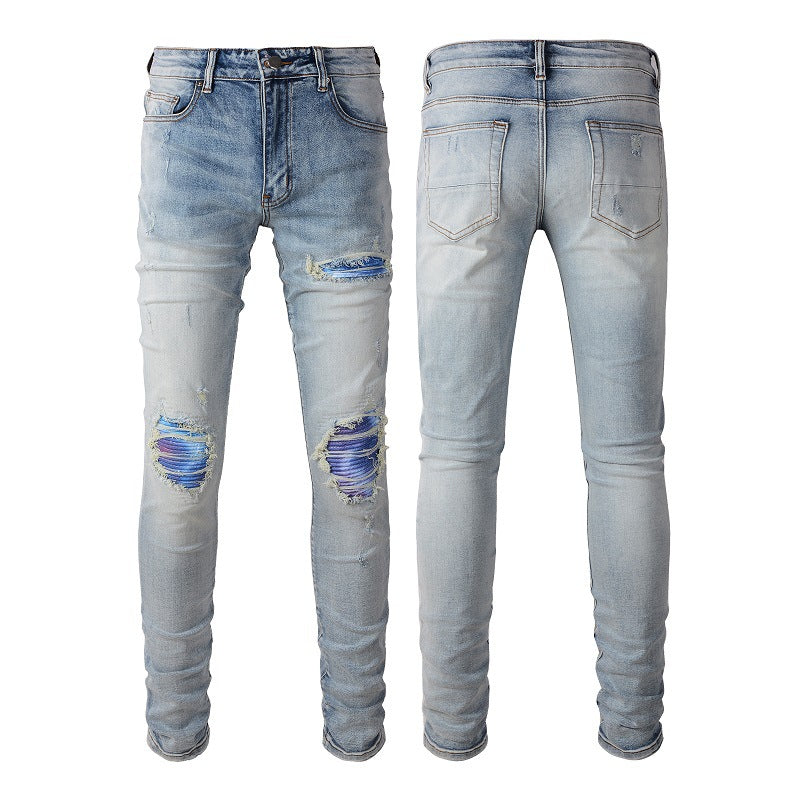 Calça Skinny Ripped com Detalhes Coloridos - O Retalho