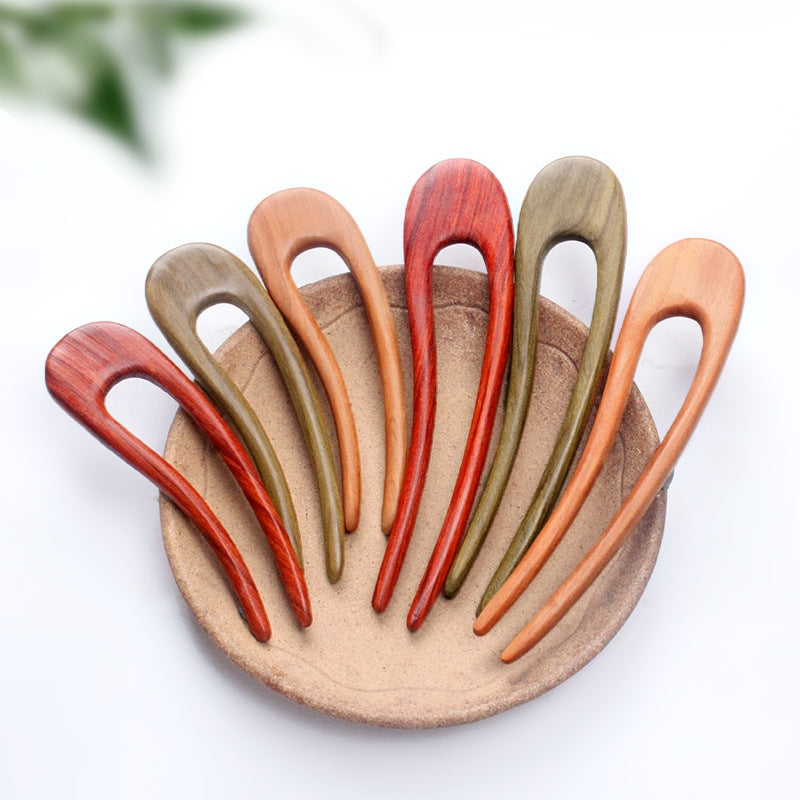 Green Ebony U-shaped Hairpin Ancient Style Modern Simple Hairstyle - O Retalho