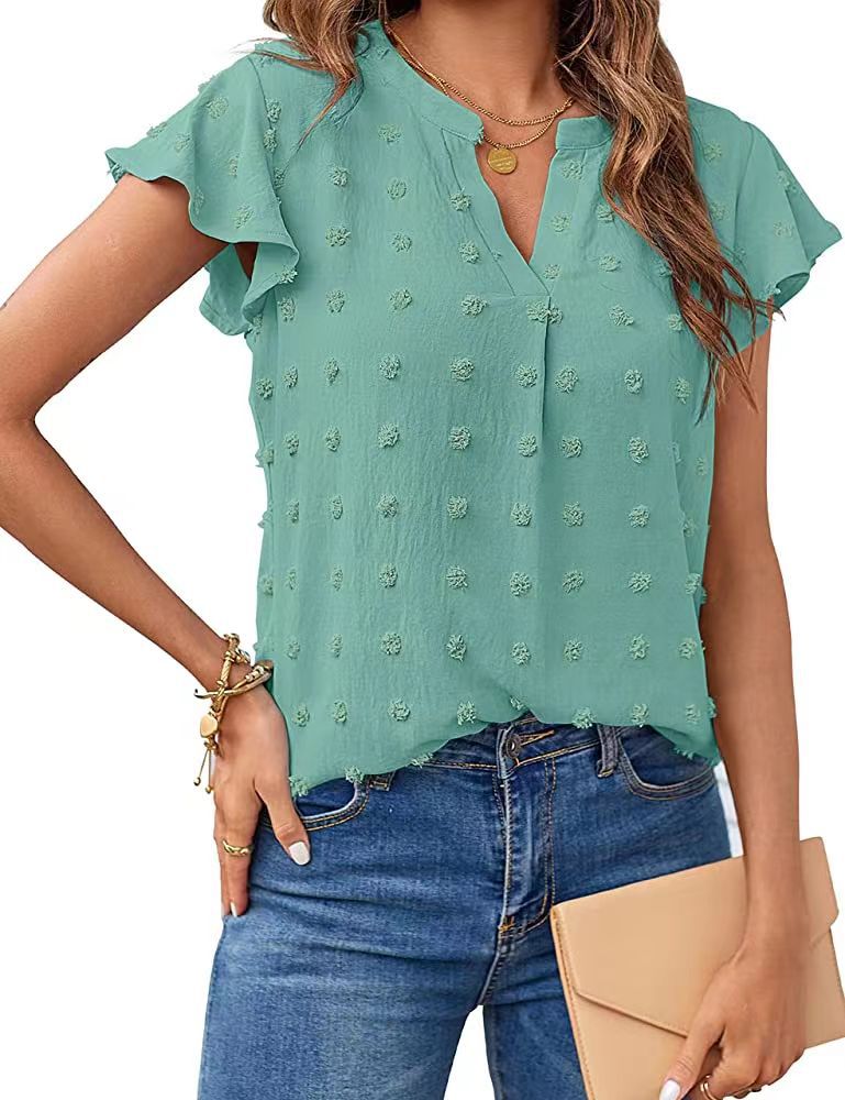 Camisa com V Pescoço Manga Curta - O Retalho