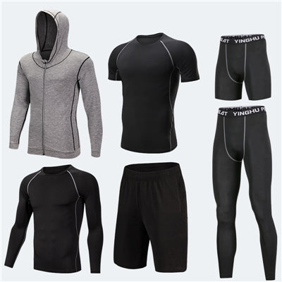 Conjunto de Roupas Esportivas para Corrida Masculina - 7 Peças para Corrida, Basquete e Academia - O Retalho