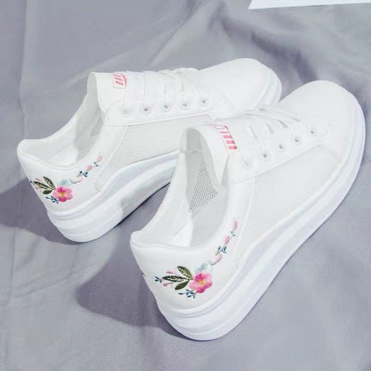 Sapatos brancos femininos de rede respirável - O Retalho