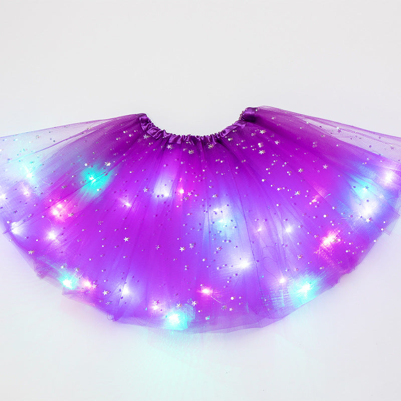Magical & Luminous LED Princess Halloween Tutu Skirt Sequins Shiny Skirt - O Retalho