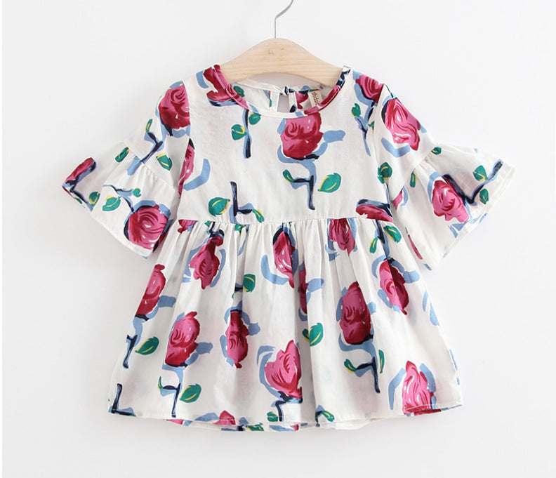 Vestido infantil de algodão com manga larga - O Retalho