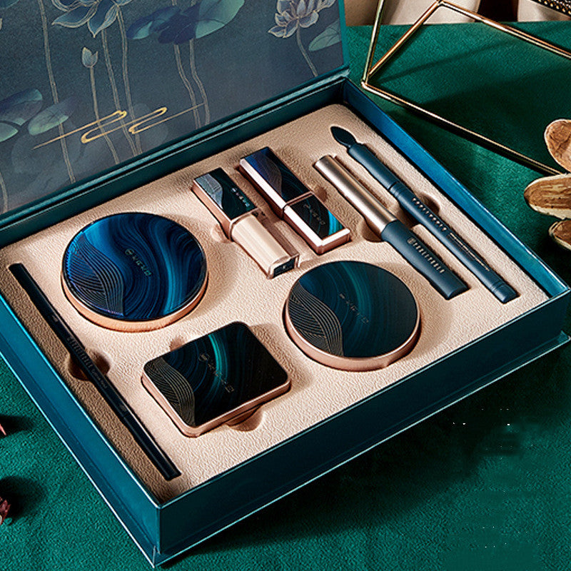Conjunto de Maquiagem Floral de Jade com Oito Peças - O Retalho